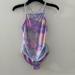Cat & Jack Girls Pastel Purple Pink Blue Tie-Dye One Piece Swimsuit